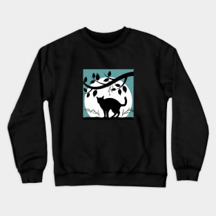 Silueta De Gato Bajo La Luna Crewneck Sweatshirt